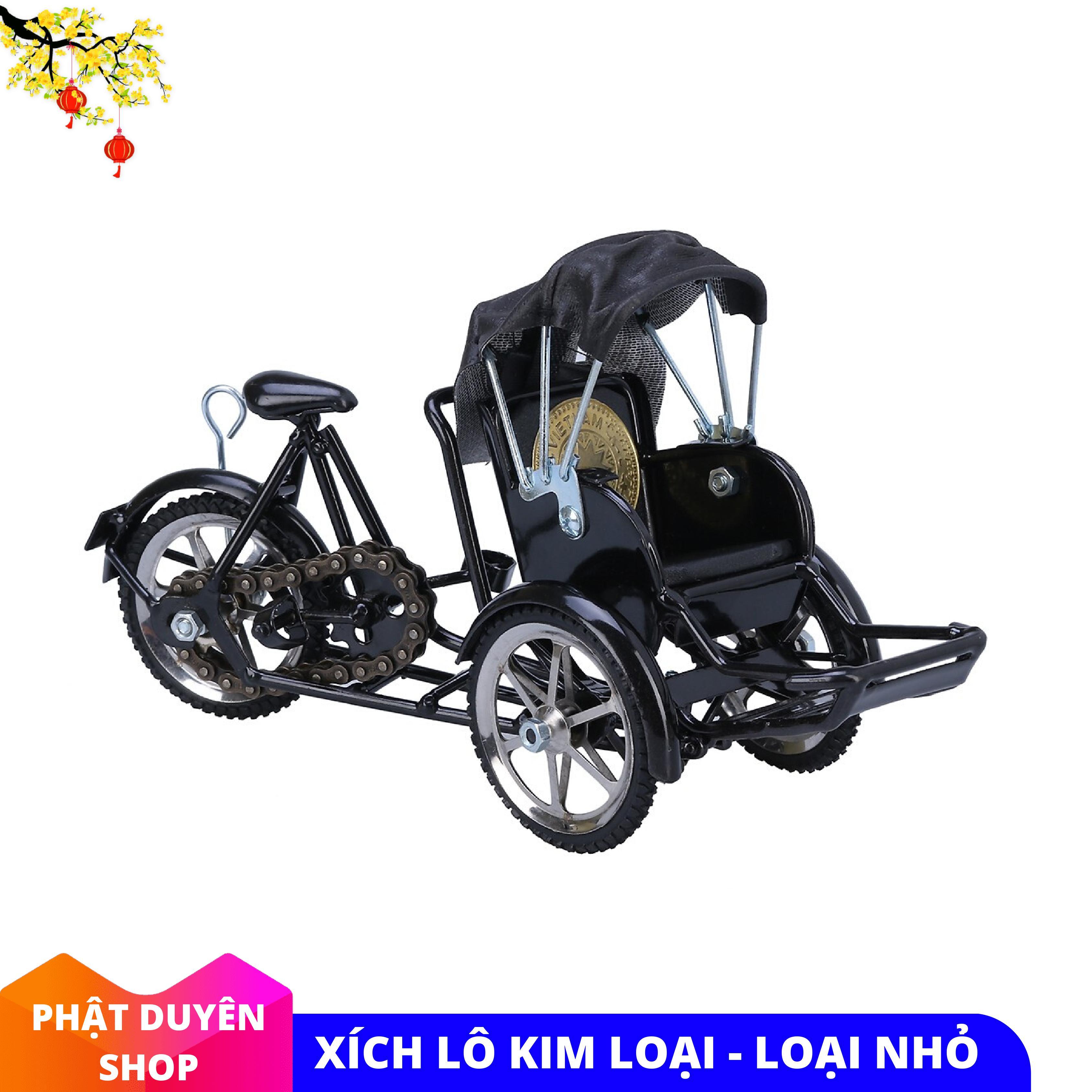 Mô hình xe xích lô sắt MIỄN SHIP ( màu đen , size nhỏ )