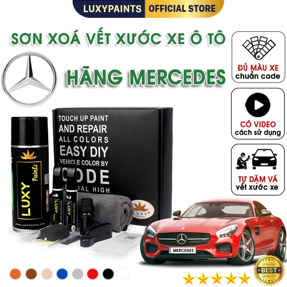 Sơn xoá vết xước xe ô tô mercedes luxypaints, bút xoá vết xước sơn ô tô màu chuẩn theo code dễ sử dụng độ bền cao - lp02meal