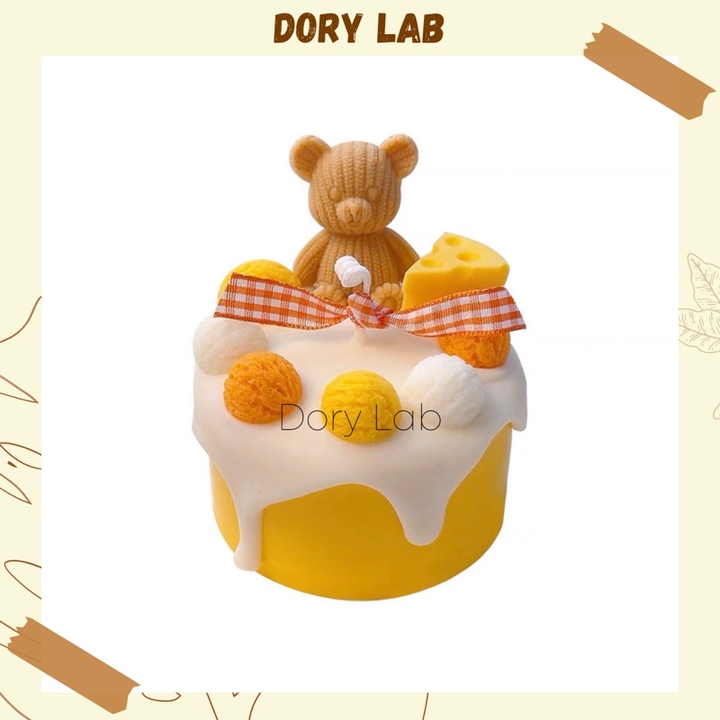 Nến Thơm Bánh Kem Gấu Viên Kem Cute Không Khói, Quà Tặng Sinh Nhật - Dory Lab