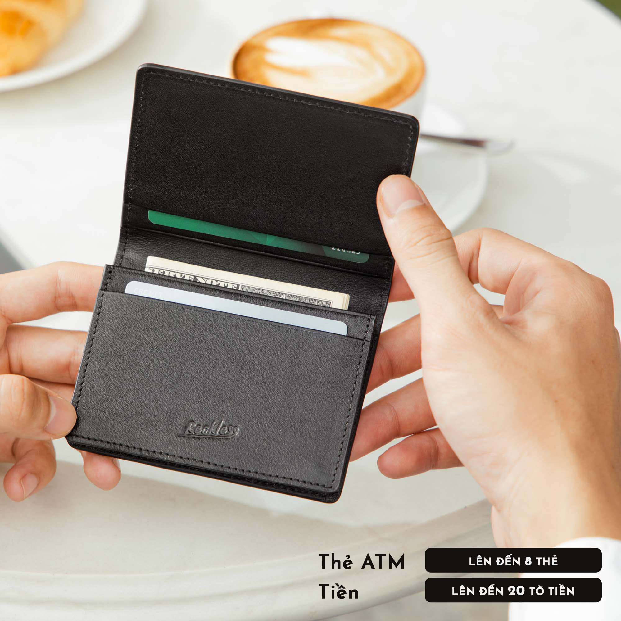 Ví Da Gập Jack Slim Wallet - Da Nappa - 3 Màu Trơn