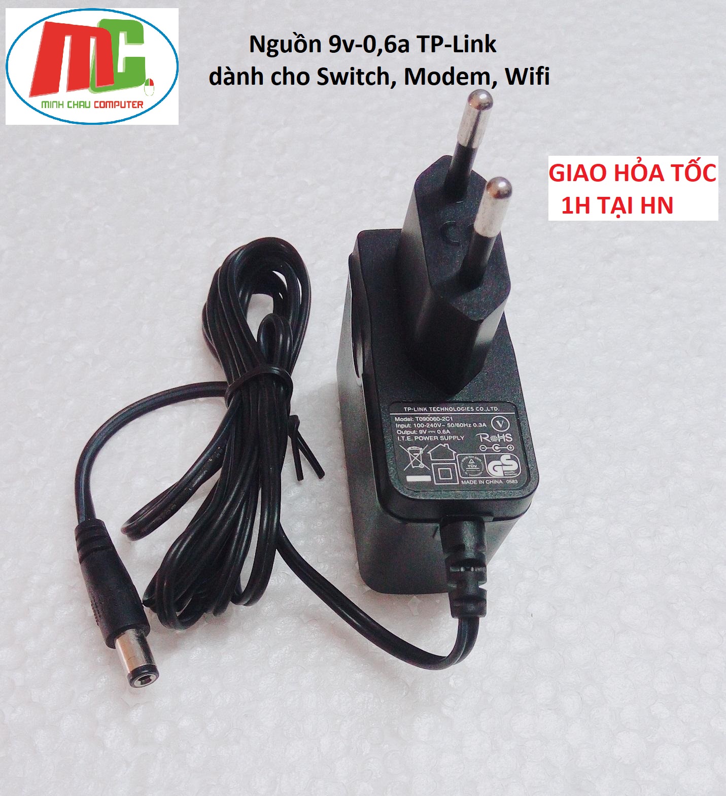 Nguồn adapter chính hãng tp-link 9v-0.6a / 5v-0.6a dành cho modem mạng tenda, tplink...