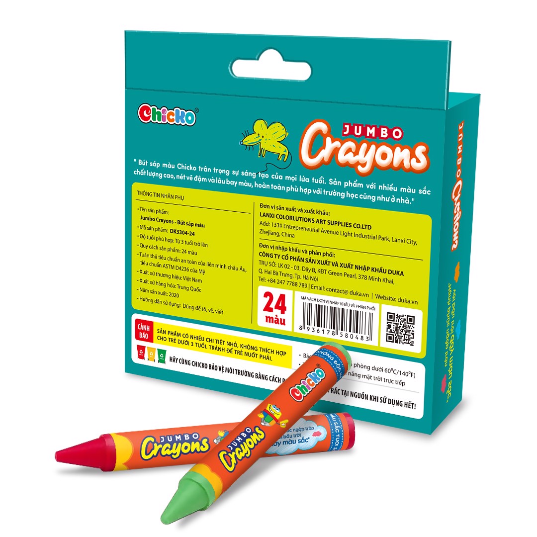 Bút Sáp 24 Màu Jumbo Crayons
