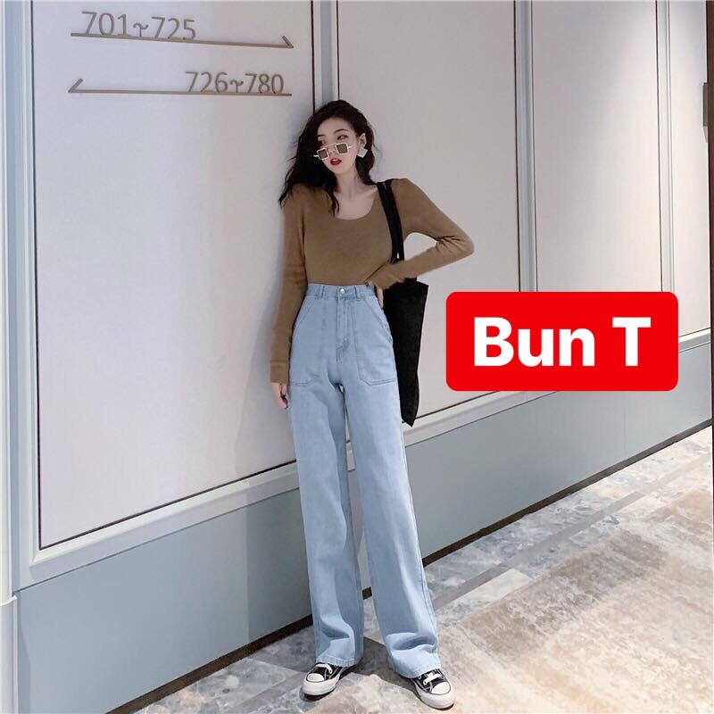 QUẦN BAGGY JEAN NỮ CHẤT BÒ DÀI ỐNG RỘNG LƯNG CAO NÂNG MÔNG OSAKA UNIQLO T&T-02 - TRANG BUN FASHION