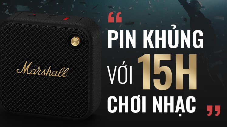 Marshall Willen Portable Bluetooth Speaker, Black & Brass