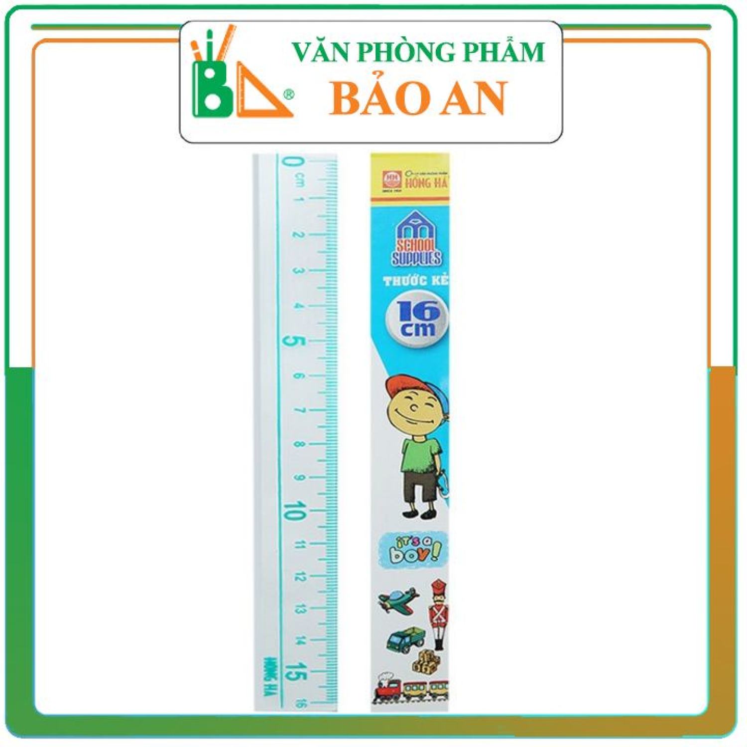 Thước kẻ học sinh 16cm hồng hà mua 10 tặng 1