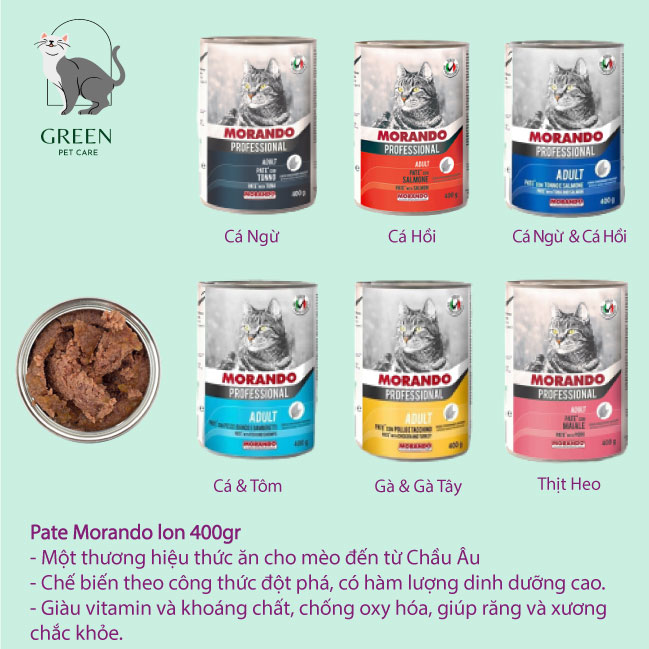 Pate Morando cho mèo đủ vị dạng lon 400gr