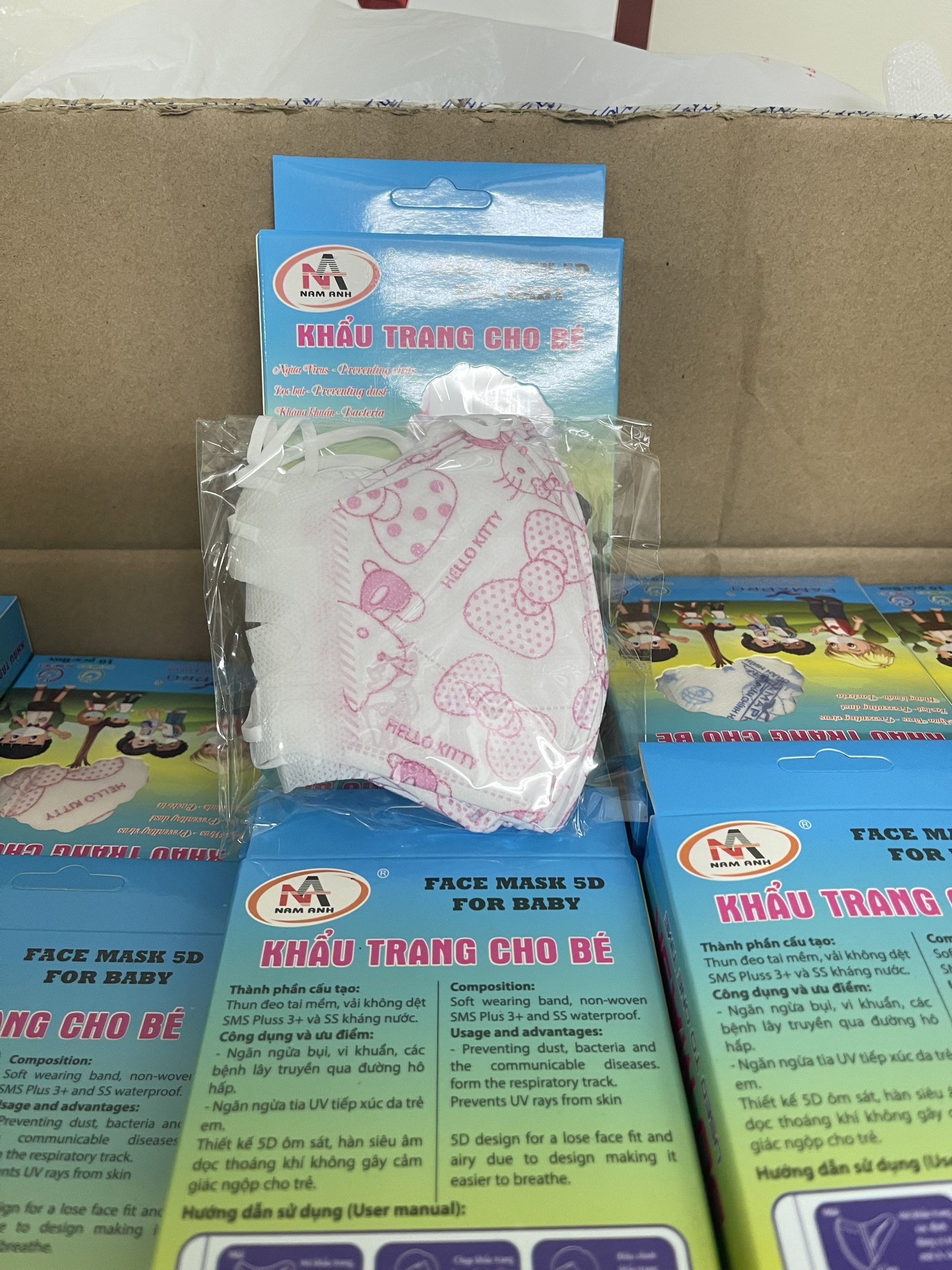 [10 chiếc/hộp] Khẩu trang 3D em bé