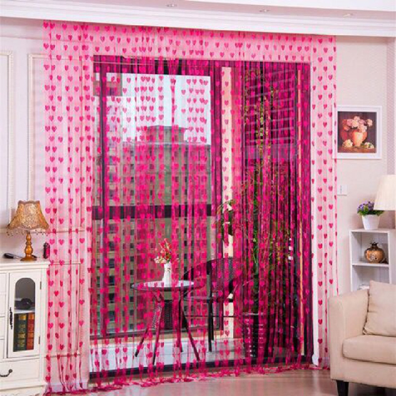 Rèm cửa trái tim trang trí vải kích thước 1m x 2m bền, đẹp, không phai màu VHN1178