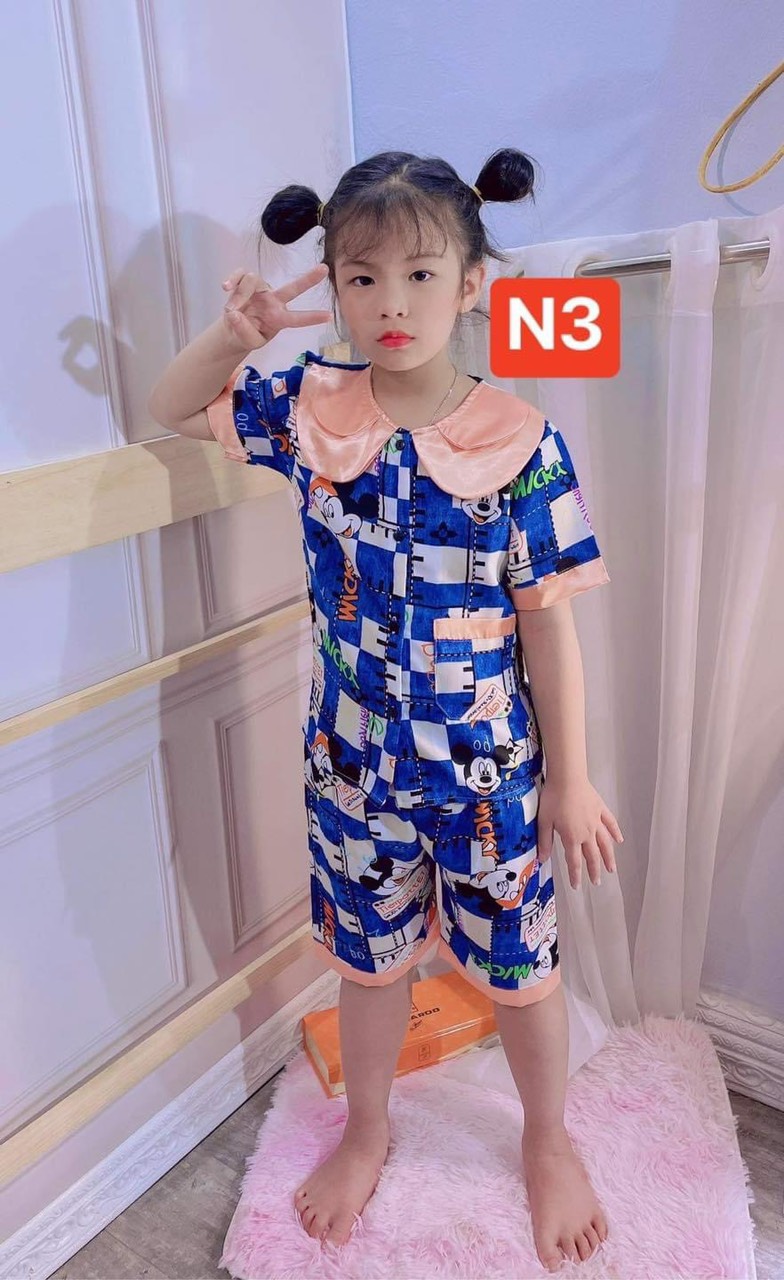 bộ pijama quần lửng lụa mango cho bé 9-21kg