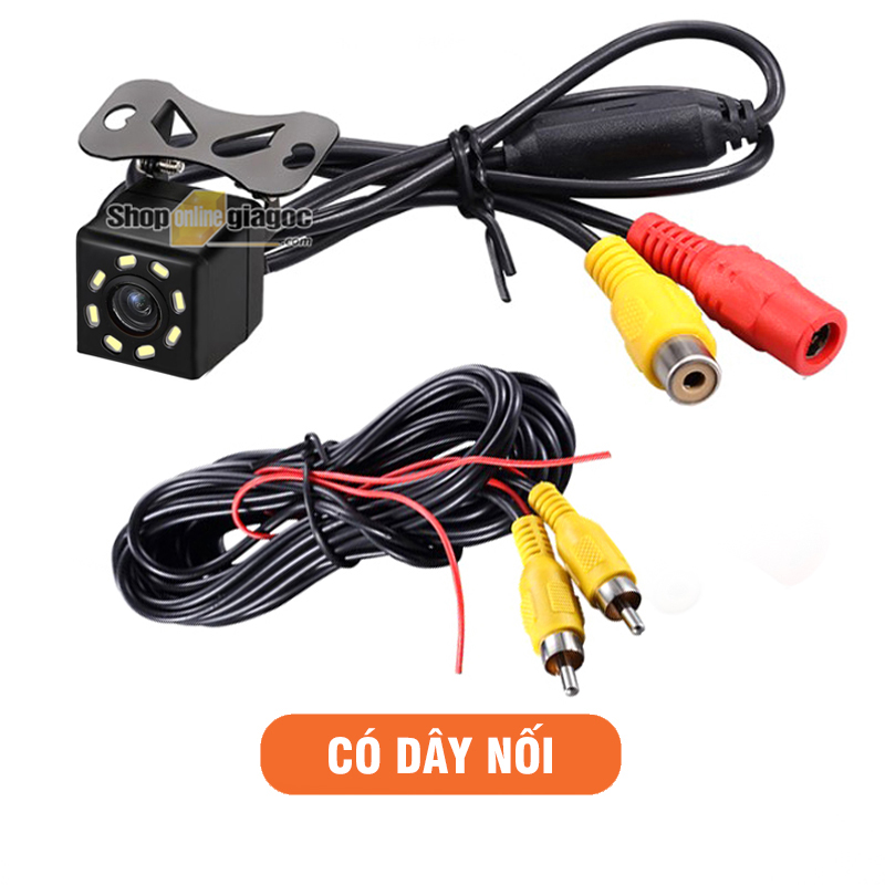Camera lùi ô tô hd chống nước đảo ngược 8 led