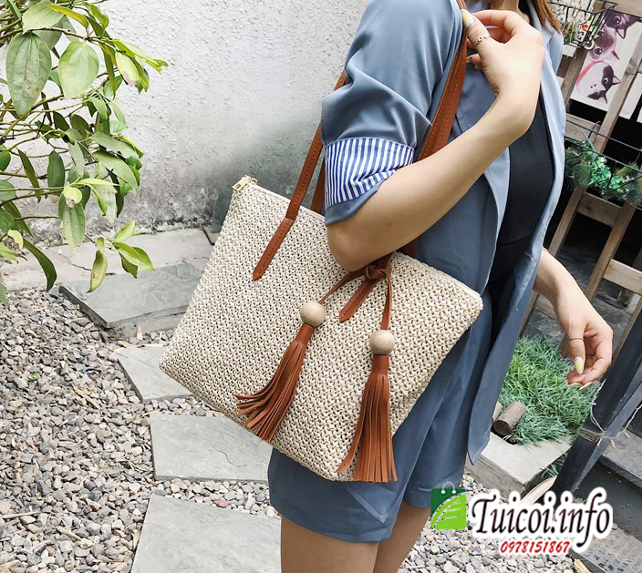 [Giá gốc tại xưởng]Túi cói hàn quốc quả gỗ