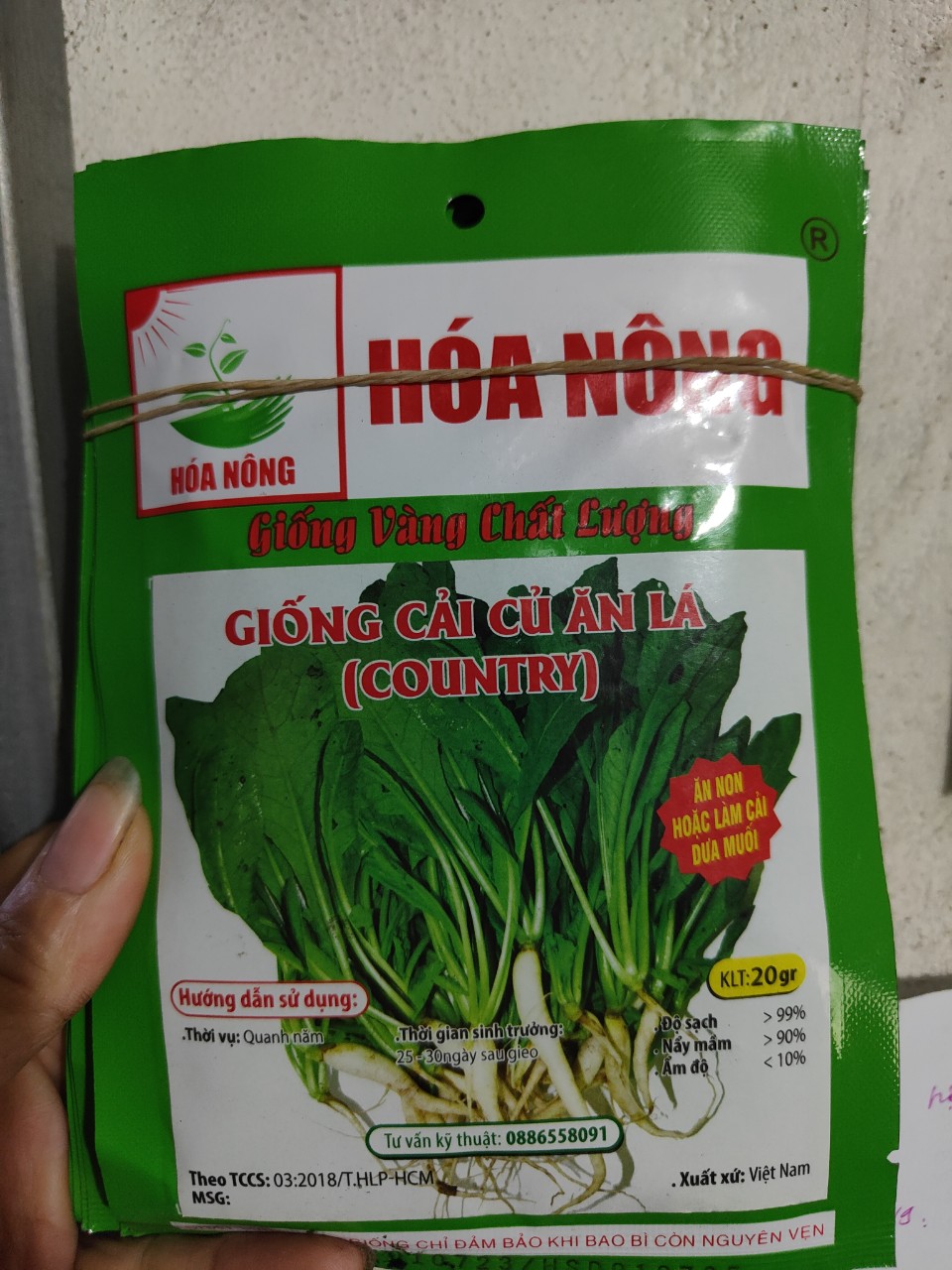 Hạt giống củ cải ăn lá 20gr (ăn non hoặc làm cải muối dưa)