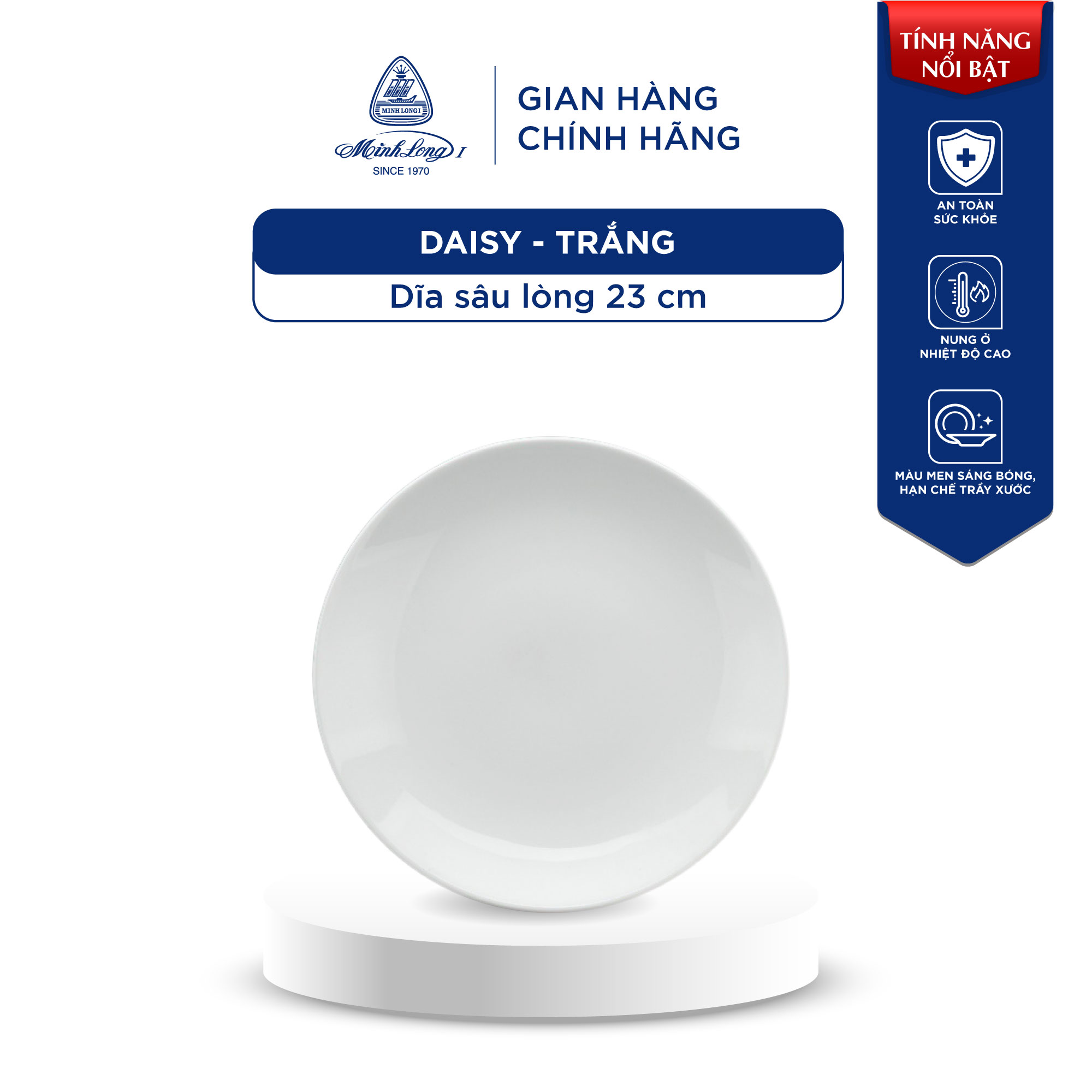 Tô, Chén, Dĩa Sứ Cao Cấp Minh Long - Daisy - Trắng