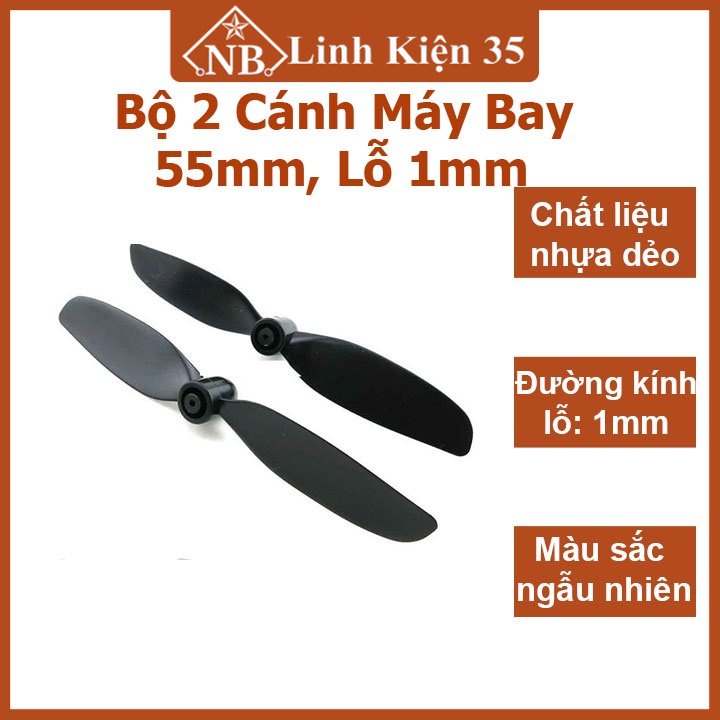 Bộ 2 cánh máy bay 55mm, lỗ 1mm sử dụng cho mô hình máy bay, flycam, quạt mini