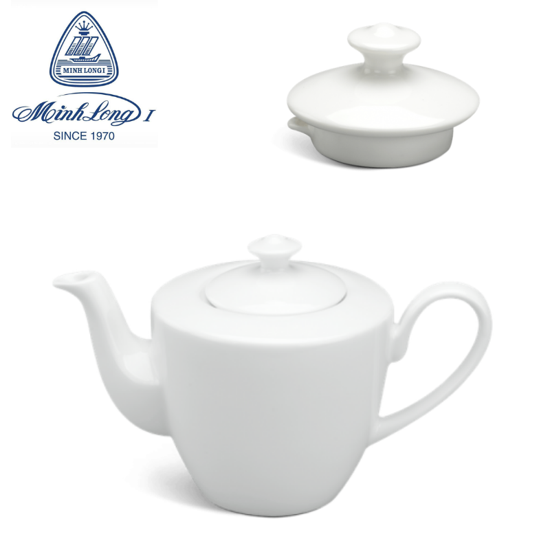 Bình trà gốm sứ minh long Bình trà 0.65 L - Daisy - Trắng