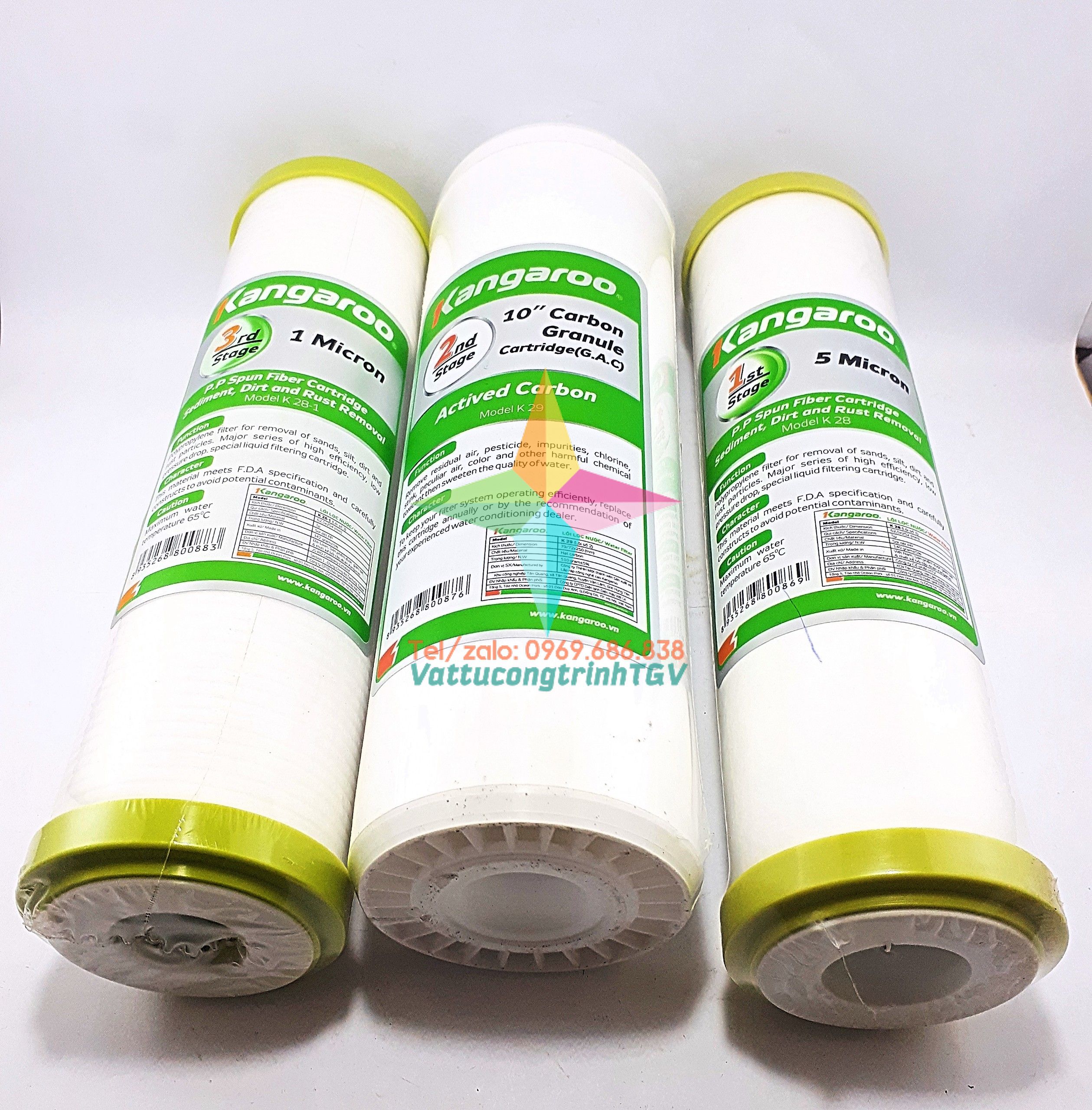Bộ 3 lõi lọc nước KANGAROO số 1.2.3