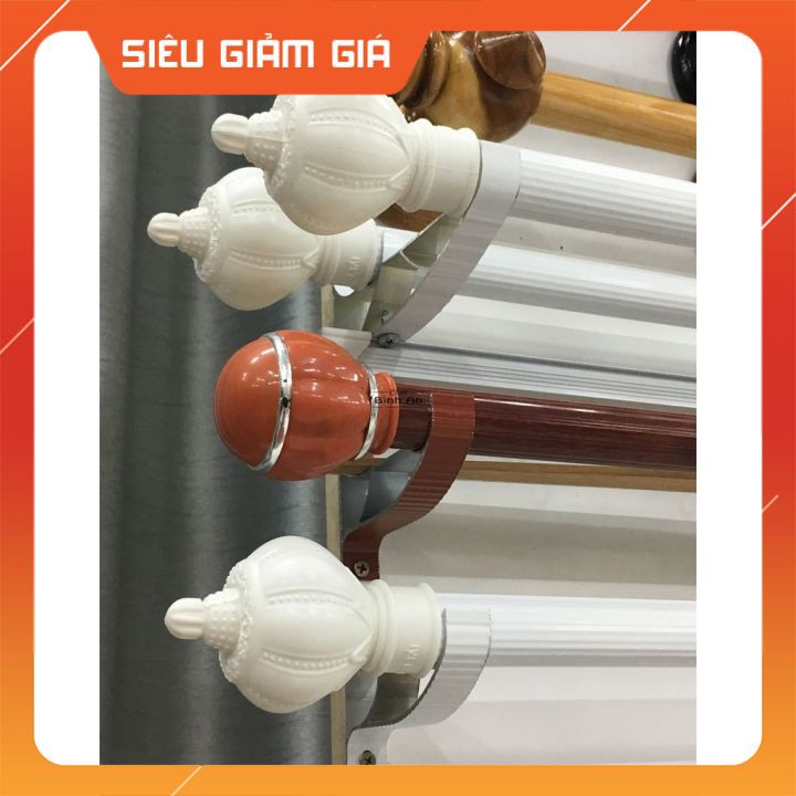 Bộ phụ kiện lắp đặt rèm cửa 6 chi tiết ( gồm thanh treo, trự đỡ, đầu trang trí, núm vén, vít + tắc kê )