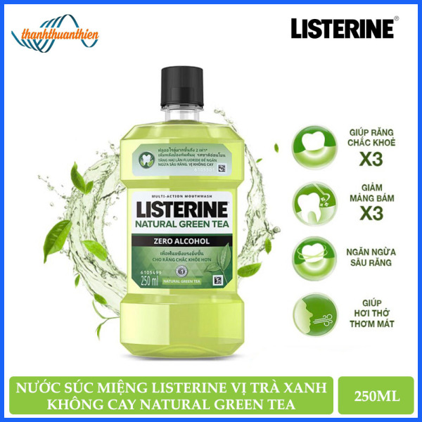 Nước Súc Miệng Ngừa Sâu Răng Vị Trà Xanh Không Cay Listerine Natural Green Tea (250ml)