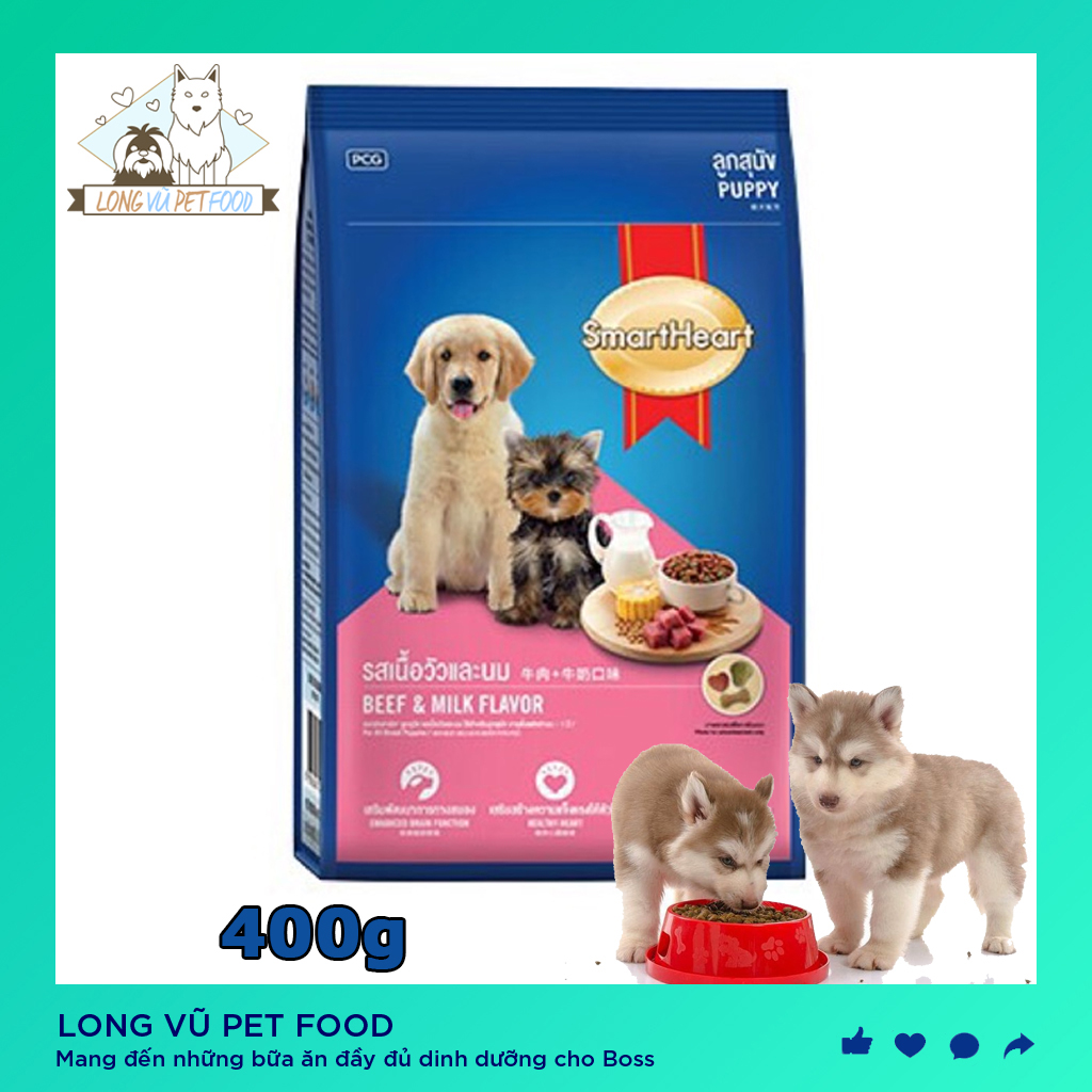 Smartheart puppy 400g- Thức ăn cao cấp dạng hạt cho chó con dưới 1 tuổi - Long Vũ Pet Food