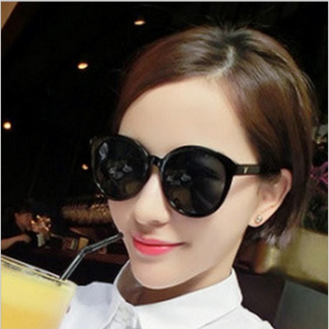 Kính V gọng trắng tròn (kính hot girl) CÓ CHỮ V -MS19