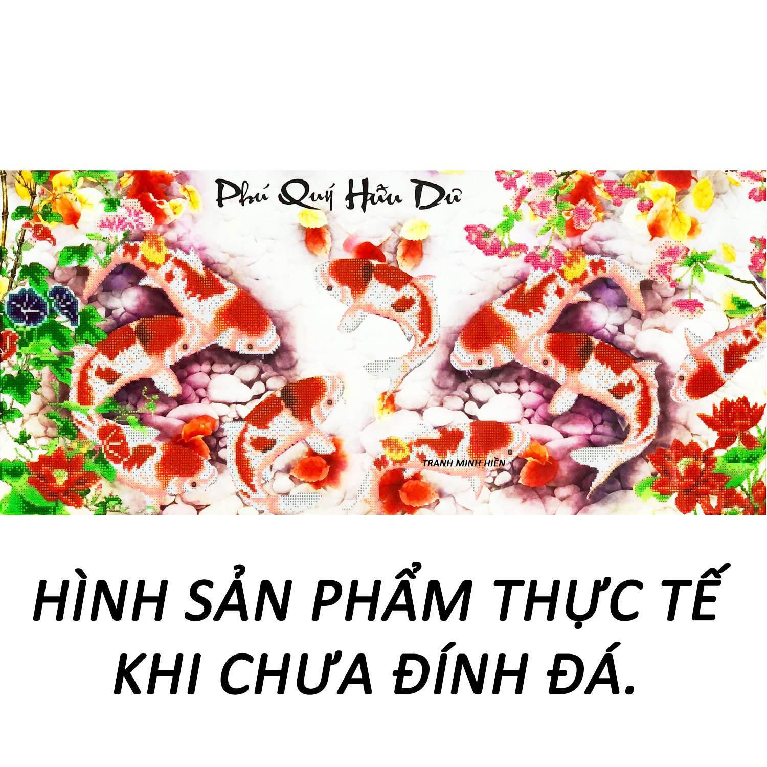 Tranh Đính Đá Cửu Ngư Quần Tụ Sinh Tài Lộc 39 (Kèm Quà Tặng) - Tranh Minh Hiền (TỰ ĐÍNH ĐÁ)