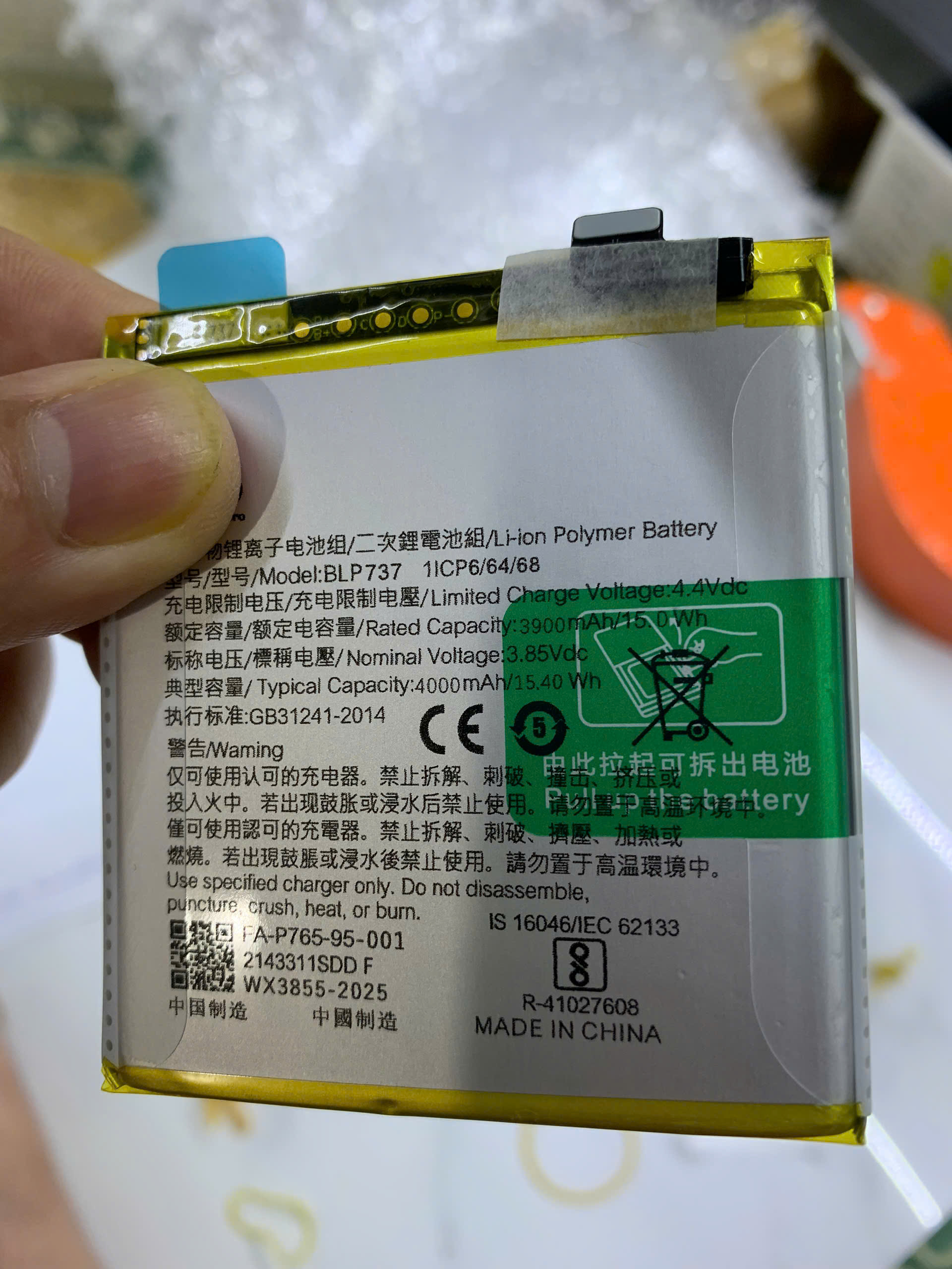 Pin oppo BLP737 dùng cho Reno 2F, 4000mAh, bảo hành 3 tháng