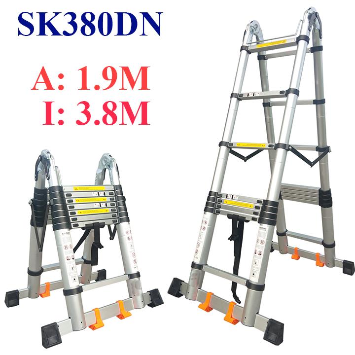 Thang nhôm rút chữ A cao cấp Sumika SK380DN - 3,8m