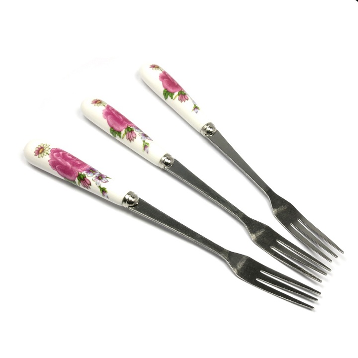 Bộ 5 Thìa rĩa inox cán sứ cao cấp