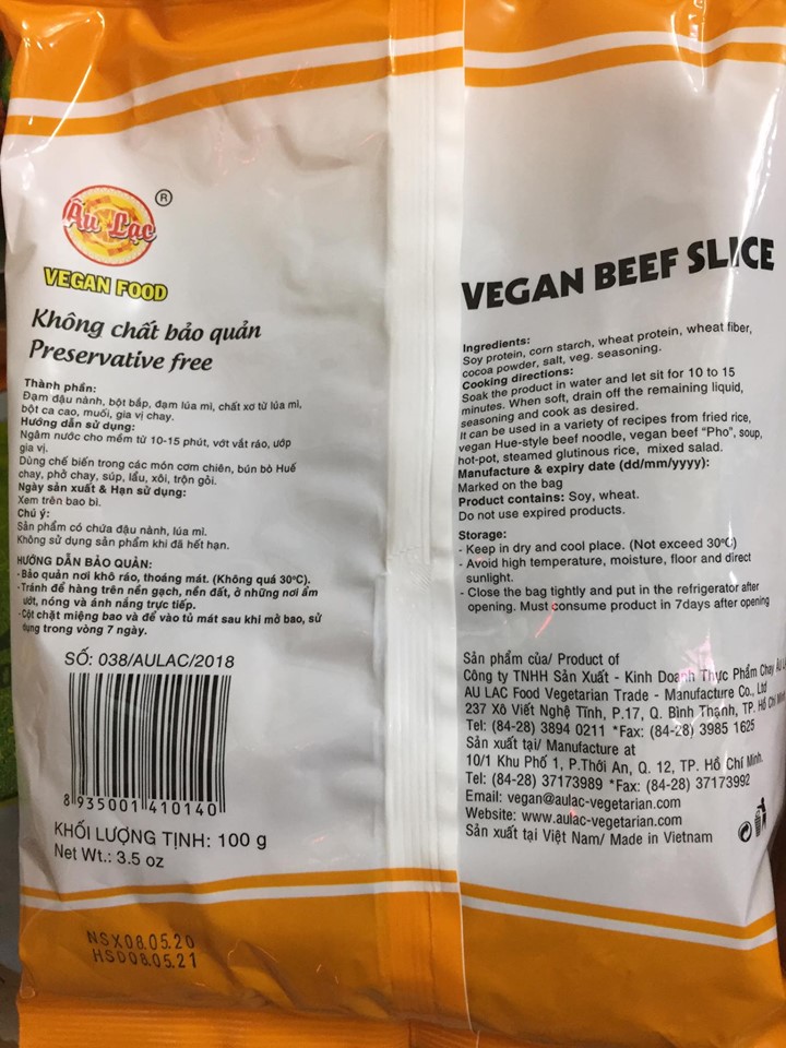 [HCM]Bò Lát 2 Chay Âu Lạc  - Bịch 100G