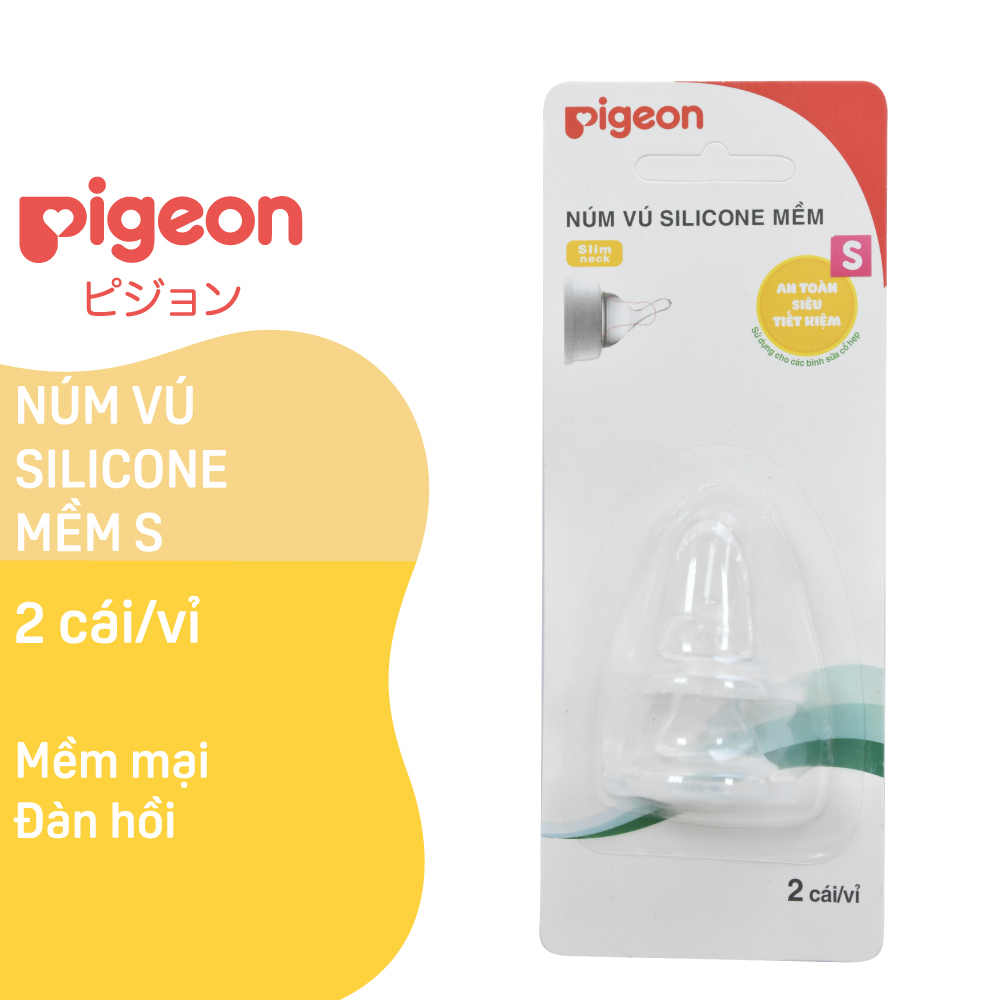Pigeon S Soft Silicone Narrow Neck Nipple (2 Pieces/Blister)