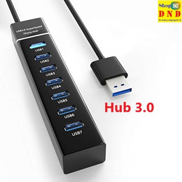 Bộ Chia USB Hub USB 7 Port Tốc Độ Cao 3.0 Tương Thích Hệ Điều Hành Windows, Mac Linux Và Máy Game PS