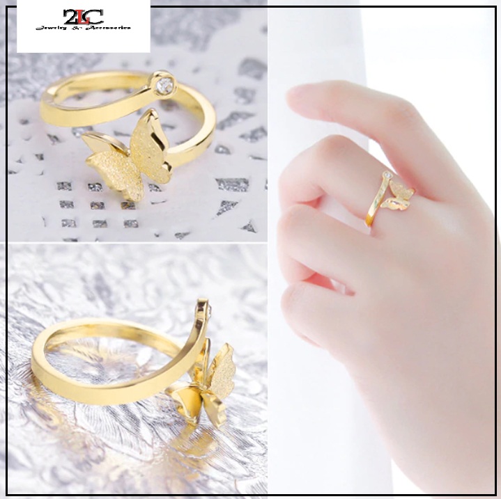 Nhẫn titan con bướm phun cát Free size không đen- NTTB2LC