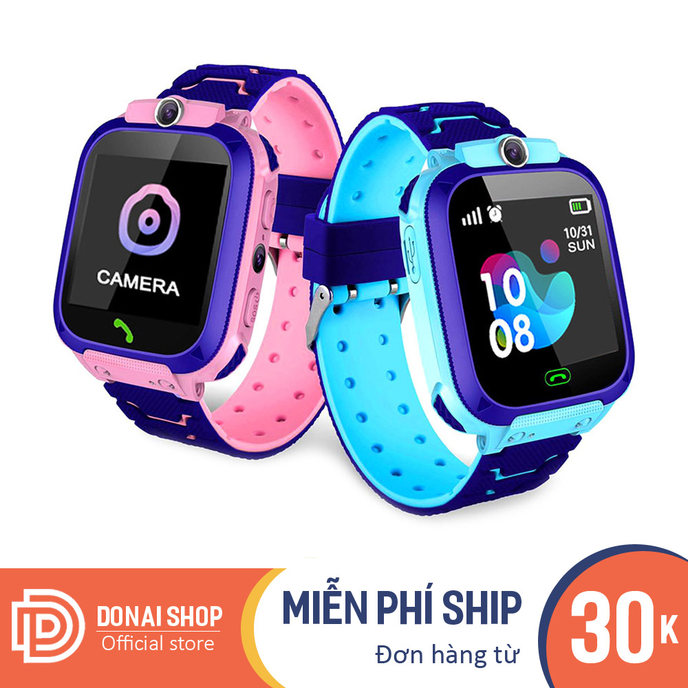 Đồng hồ thông minh trẻ em, dùng sim, nghe gọi rõ ràng, nhắn tin tốt, có định vị vị trí LBS, chống nước IP67, có camera và gọi khẩn cấp DQ12.DONAI