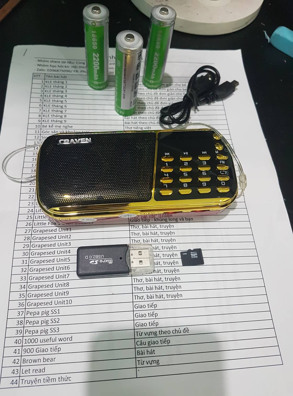 Loa Craven 3 pin cho bé tắm Tiếng anh