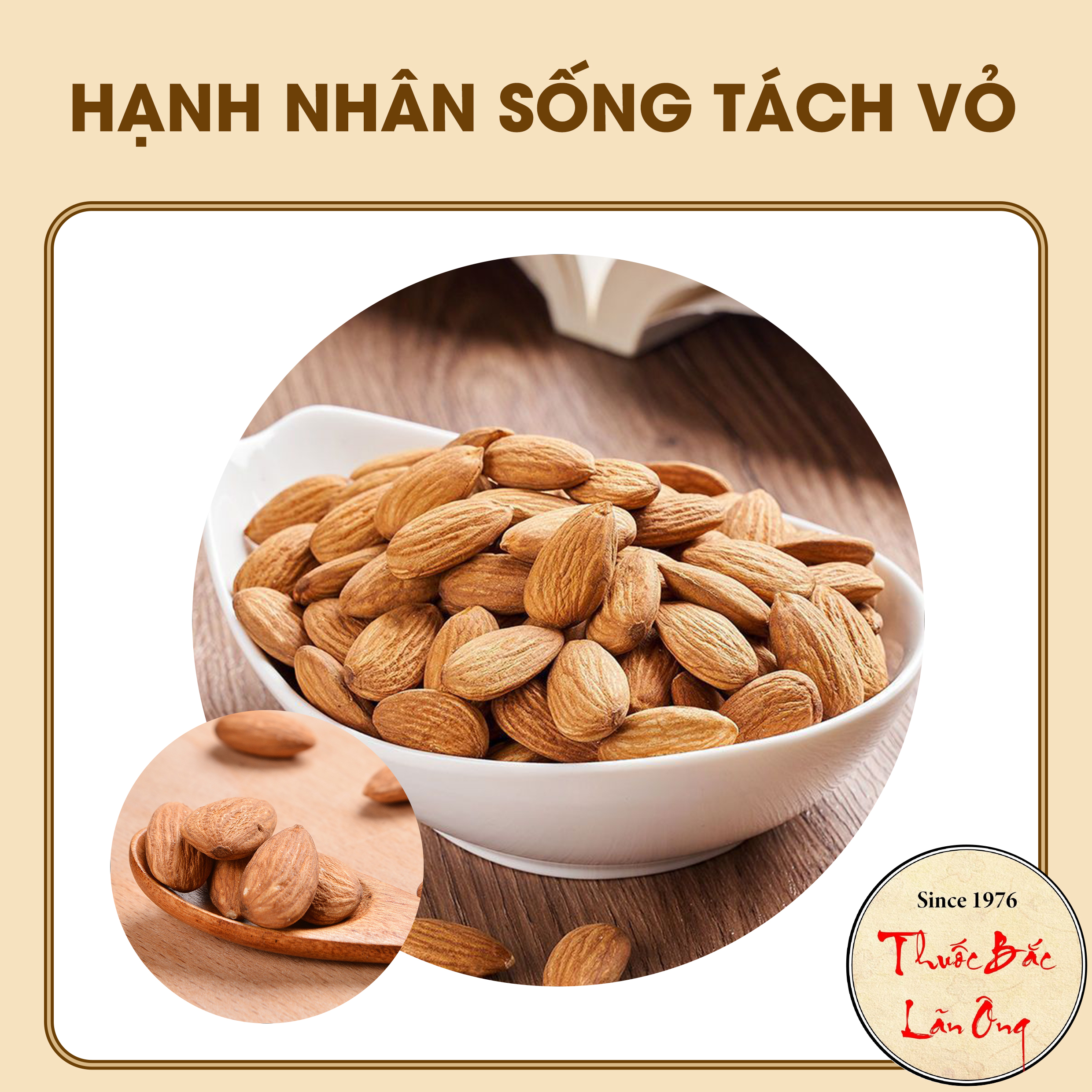 Hạt hạnh nhân sống, tách vỏ 500g