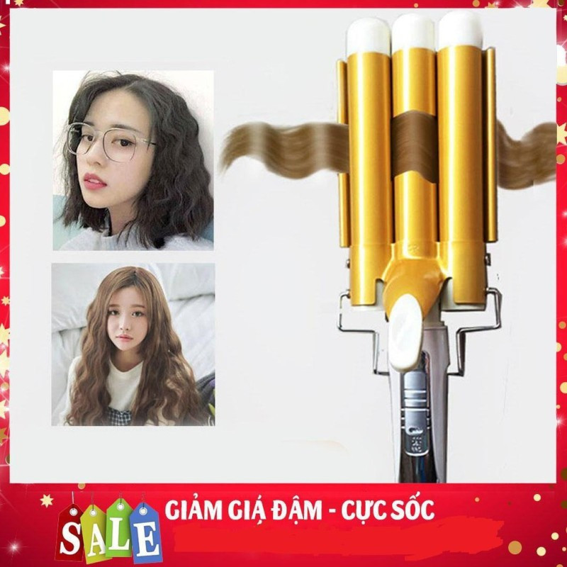 Máy bấm tóc gợn sóng, máy tạo kiểu uốn xoăn sóng nước,máy làm xoăn sóng 3 trục phong cách hàn quốc