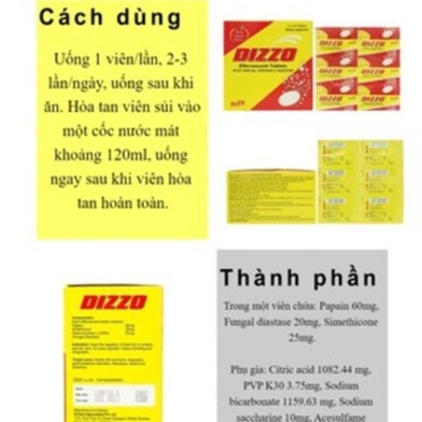 ✅Viên sủi tiêu hóa Dizzo(Vĩ 4 viên)✅Chính hãng