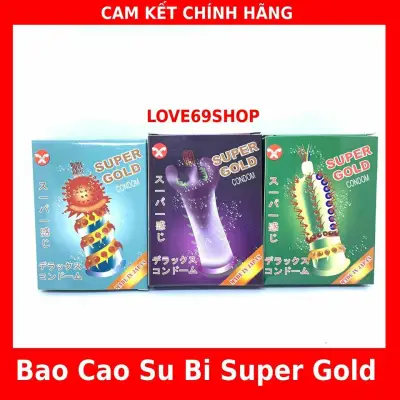 BỘ 3 BAO CAO SU SUPER GOLD gai,bi,râu mềm mại(3hop/6chiec)