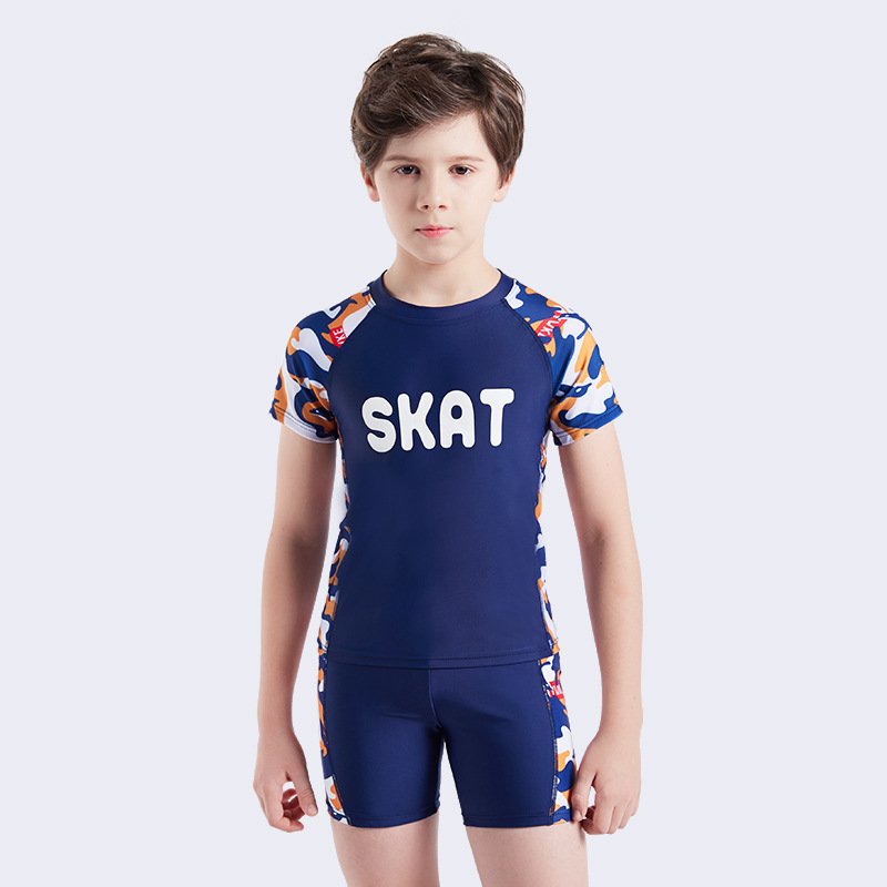 HOÀN TIỀN 15% - Bộ đồ bơi tắm mưa quần và áo cho bé trai in chữ skat cho trẻ từ 3 tuổi đến 12 tuổi supperkids