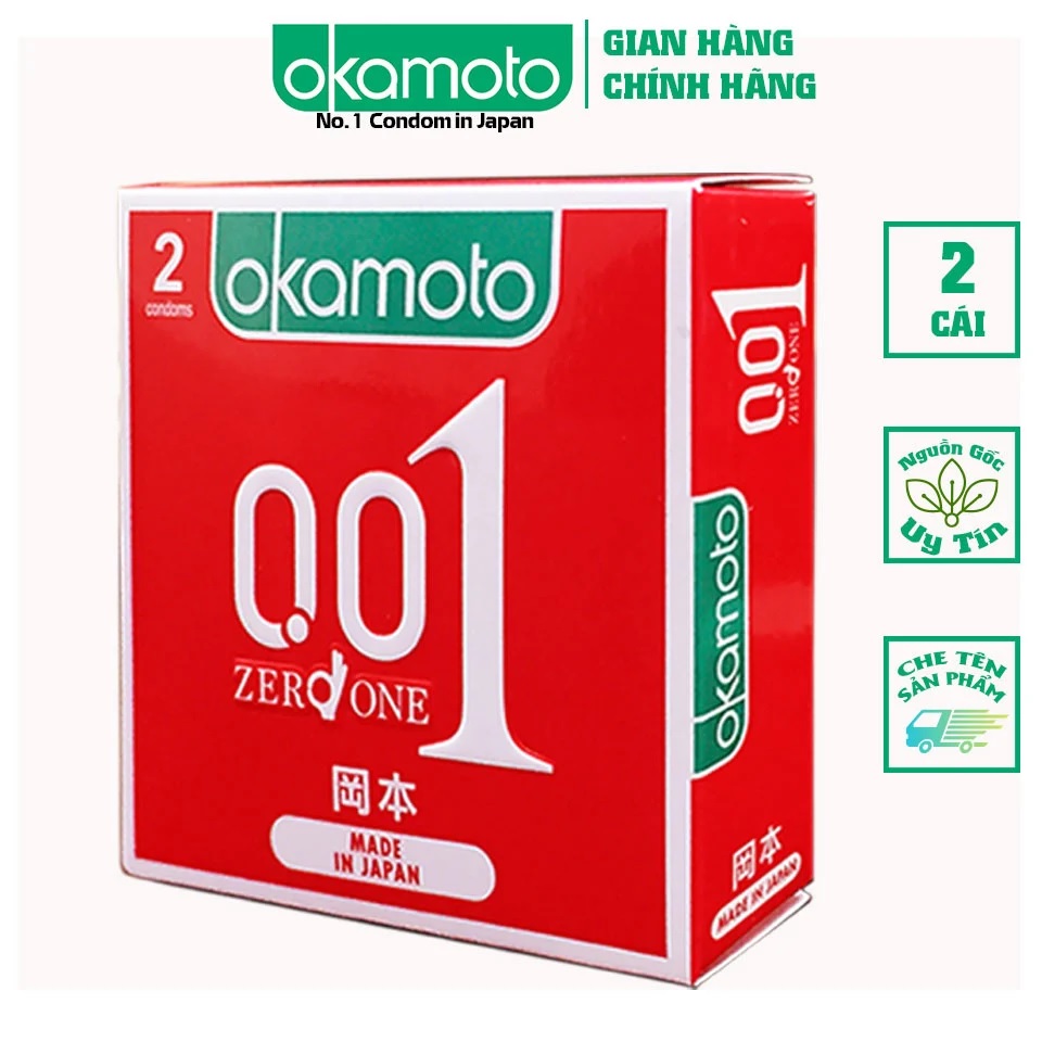 Bao cao su Okamoto 0.01 PU siêu mỏng truyền nhiệt nhanh (Hộp 2 cái) - Keep You Fit Shop