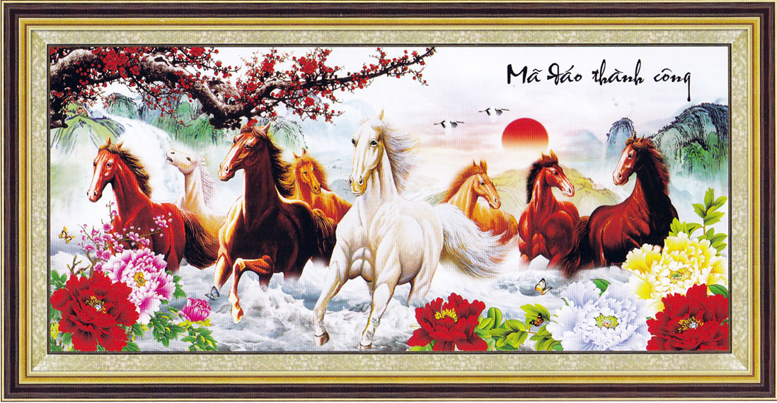 Tranh Thêu Chữ Thập 3D Mã Đáo Thành Công DV6237 (khách tự thêu) kt:110x55cm