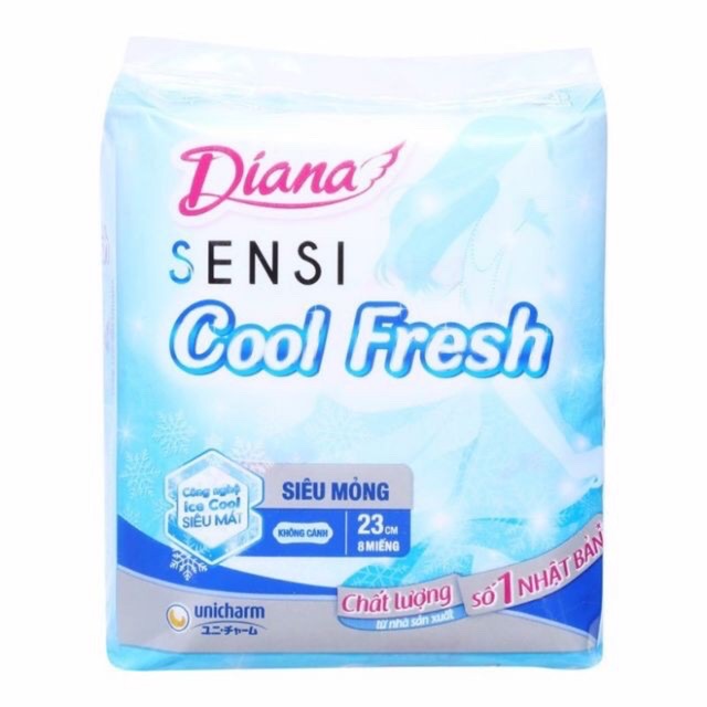 [HCM](Combo 6 Gói) Bvs Diana Sensi Cool Fresh Siêu Mỏng (Gói 8 Miếng) (Không cánh)