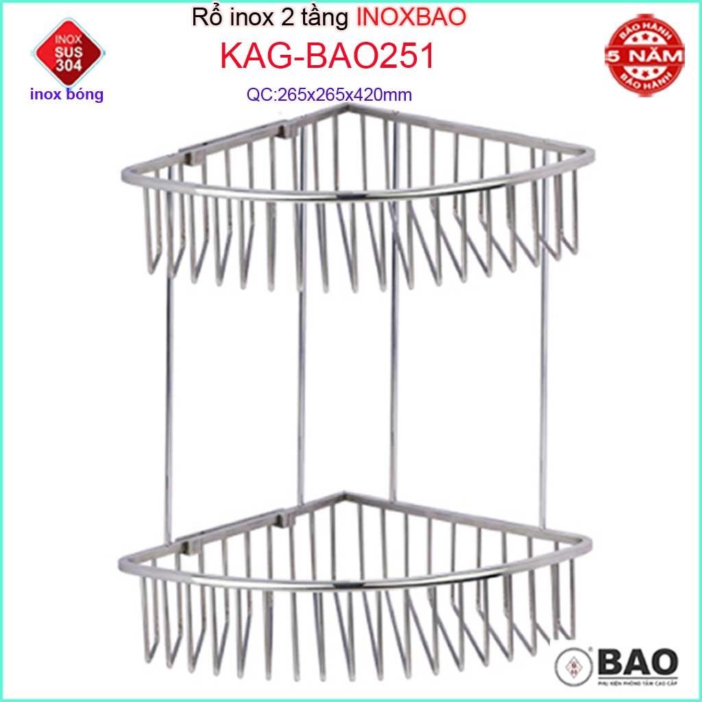 Kệ phòng tắm cao cấp Inox SUS304, kệ đựng gia vị nhà bếp Inox Bảo KAG-BAO251