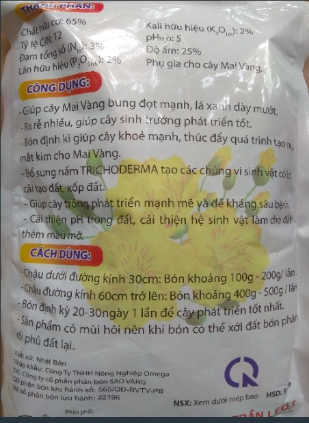 Combo chăm sóc mai vàng sau khi ra hoa ( 1 kg gói phân bón gốc+ 1 chai 100ml phun bung đọt, ra rễ)