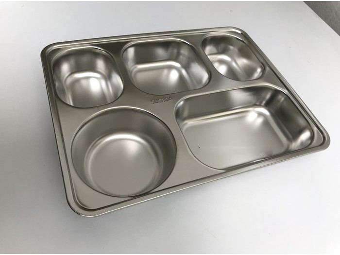 [HCM]KHAY CƠM PHẦN INOX 5 NGĂN SÂU LỚN INOX 304 TẶNG KÈM NẮP NHỰA