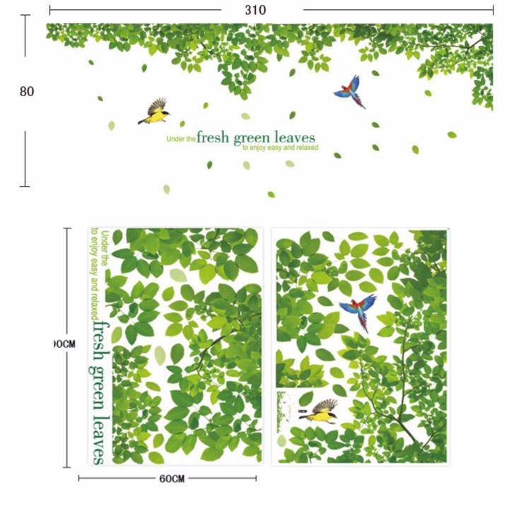 Decal dán tường hoa lá  GREEN LEAVES (SIZE LỚN ) Sticker Tranh Dán Tường -Decal dán tường cây xanh ,Decal dán tường hoa lá