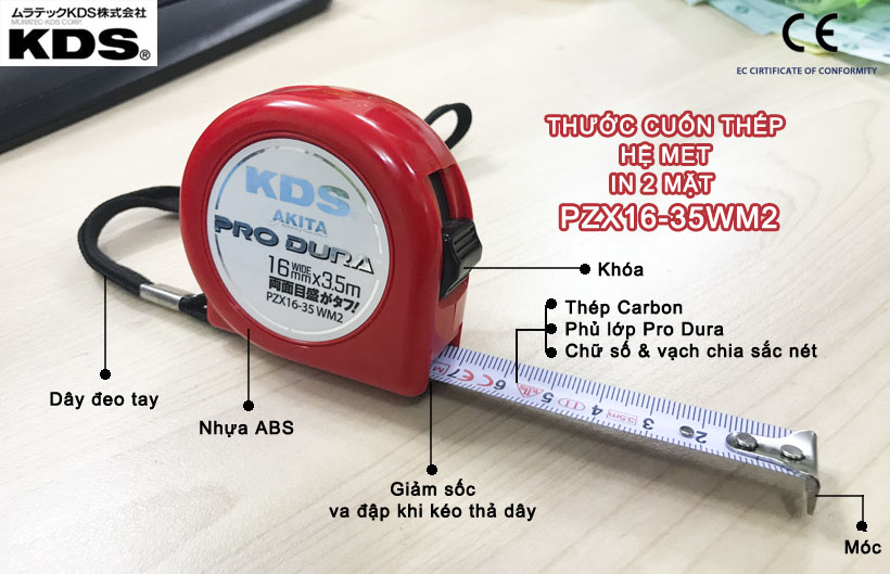 Thước cuốn thép 3.5m KDS PZX16-35WM2