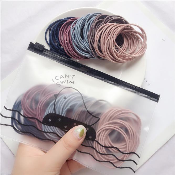 Dây cột tóc trơn đơn giản, không làm gãy tóc đủ màu