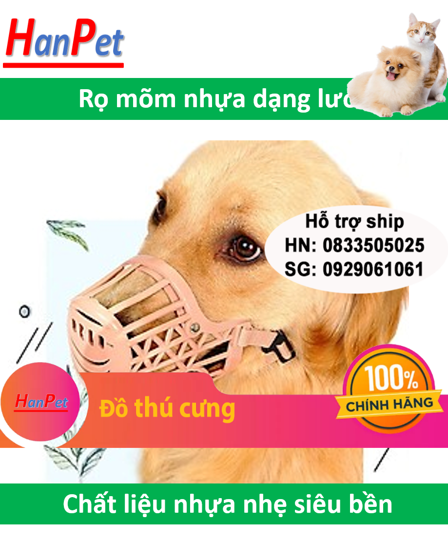 Hanpet - Rọ mõm chó (nhiều phân loại) dùng để rọ cho chó từ 2kg đến 60kg chất liệu bằng rọ inox hoặc rọ da lẫn rọ mõm nhựa