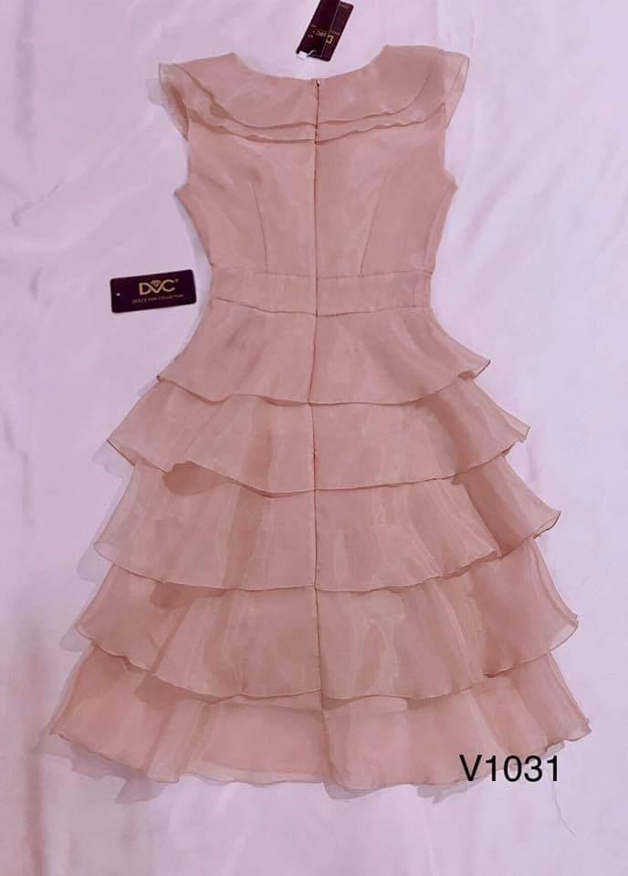 BEAUTEBYV - Váy tweed hồng phấn phối ren tết kèm nơ đính cúc ngọc Derose -  Đầm, váy nữ | ThờiTrangNữ.vn